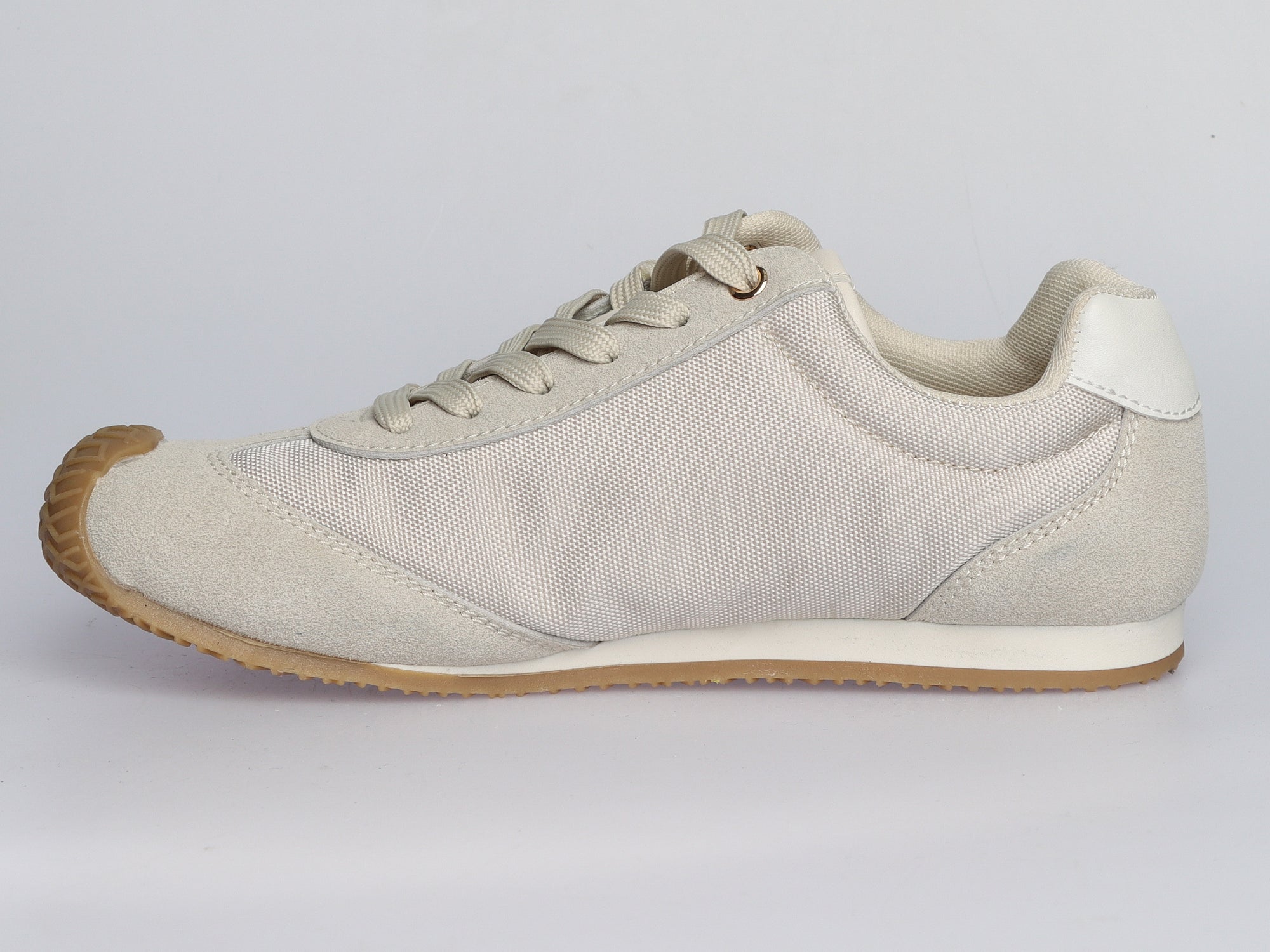 Damen Sneaker aus Veloursleder und Canvas in Beige | LA BALLERINA | Art. W25957 - La Ballerina