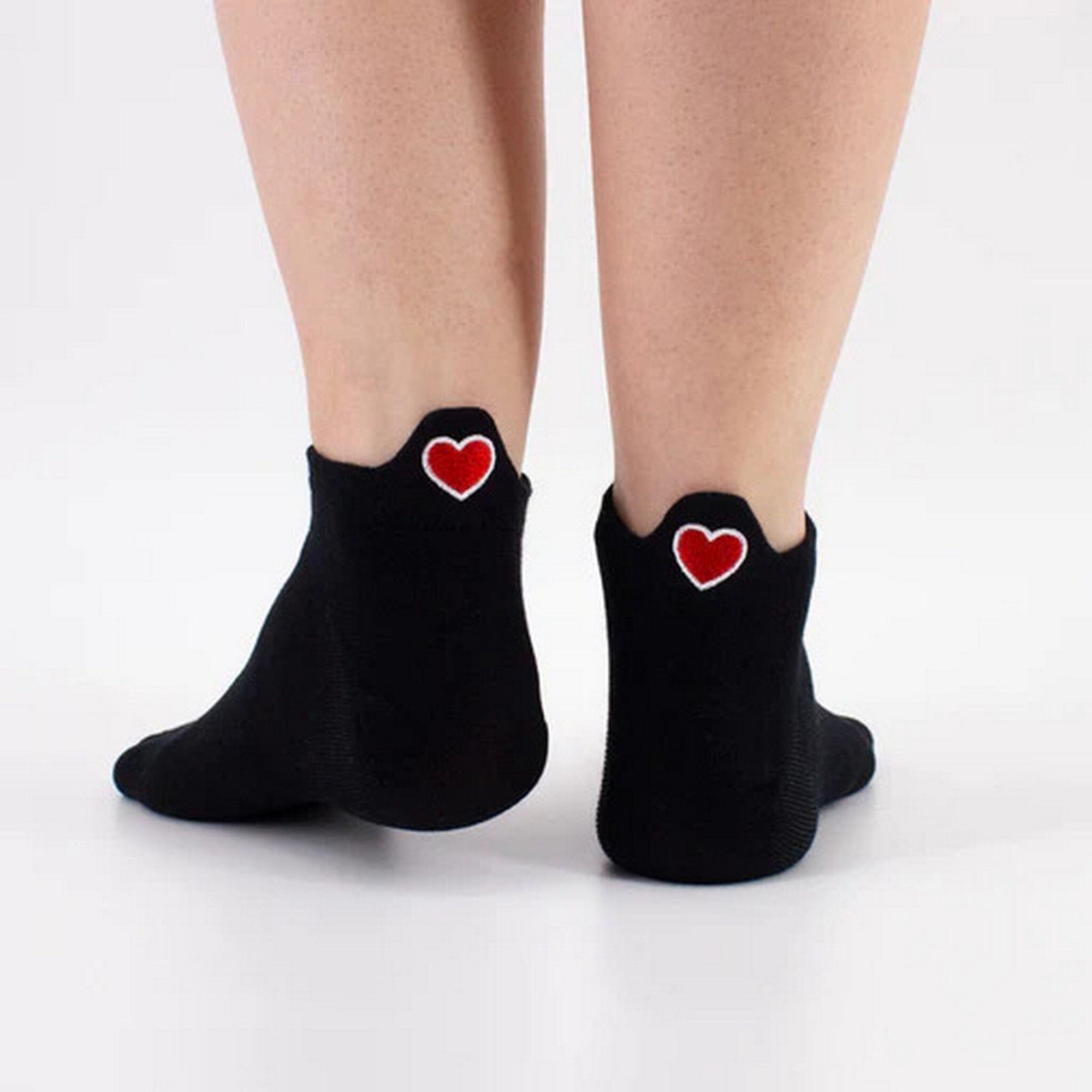 Sneakersocken für Damen | Rote Herz-Socken (5er-Set) - La Ballerina