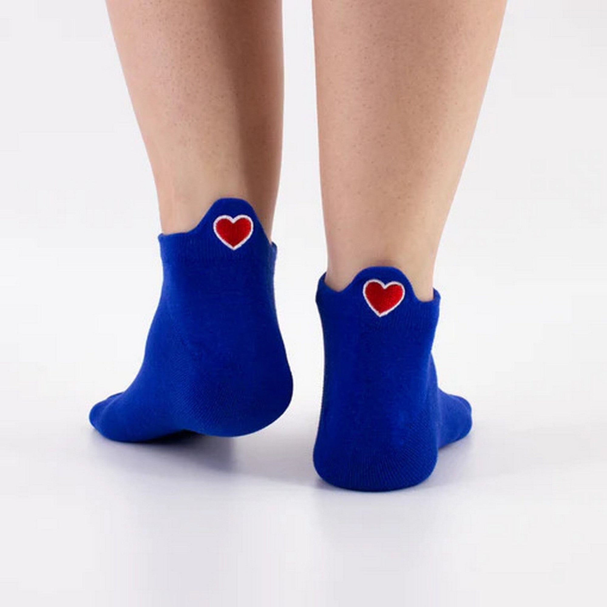 Sneakersocken für Damen | Rote Herz-Socken (5er-Set) - La Ballerina