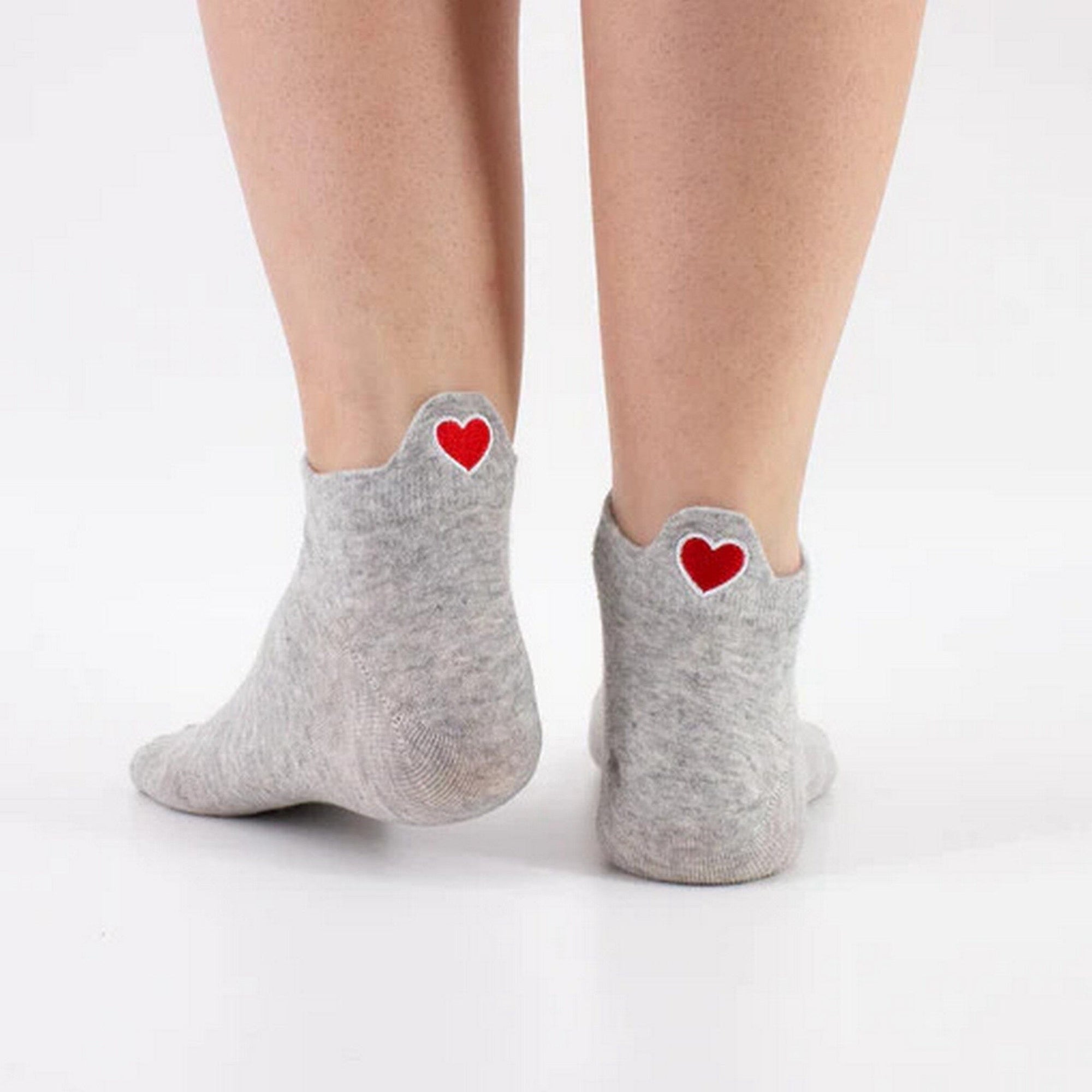 Sneakersocken für Damen | Rote Herz-Socken (5er-Set) - La Ballerina